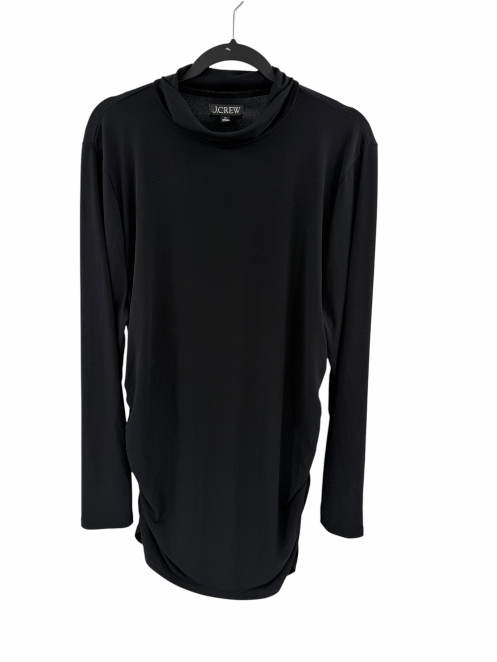 J.Crew Women's Mock Neck Ruched Sides Black Long-Sleeve Tunic Top Size 2X